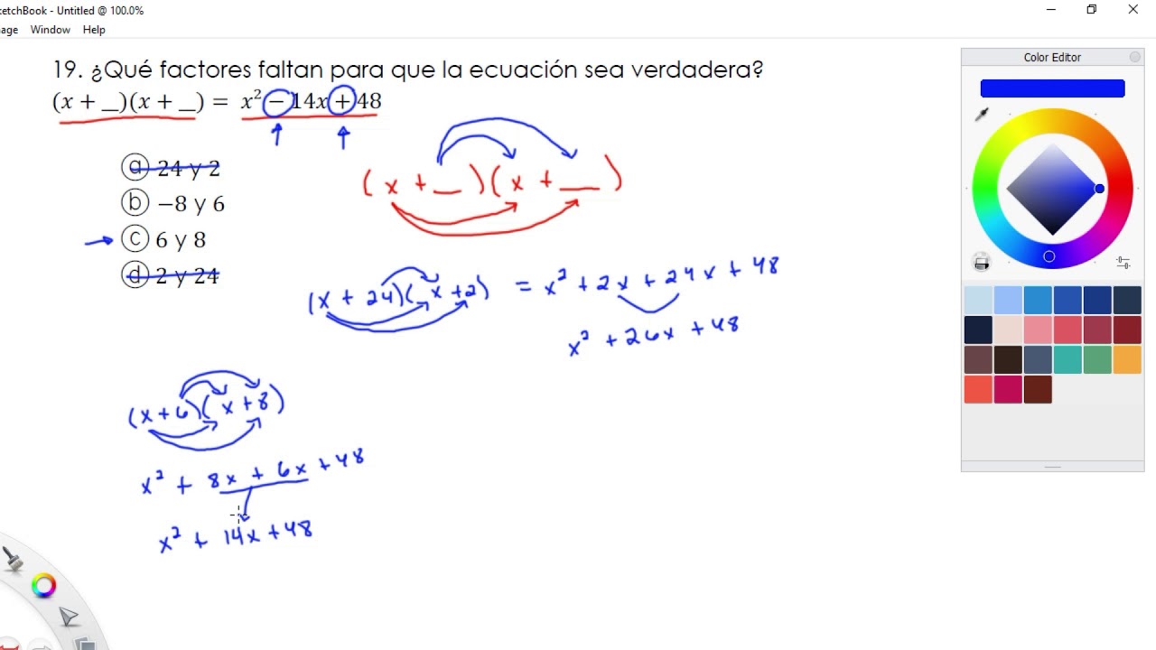 19 Que factores faltan para que la ecuacion sea verdadera? Matematicas