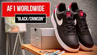 Air Force 1 Worldwide Black/Flash Crimson-White - On Feet