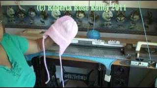 Ear Flap Hat on the knitting machine