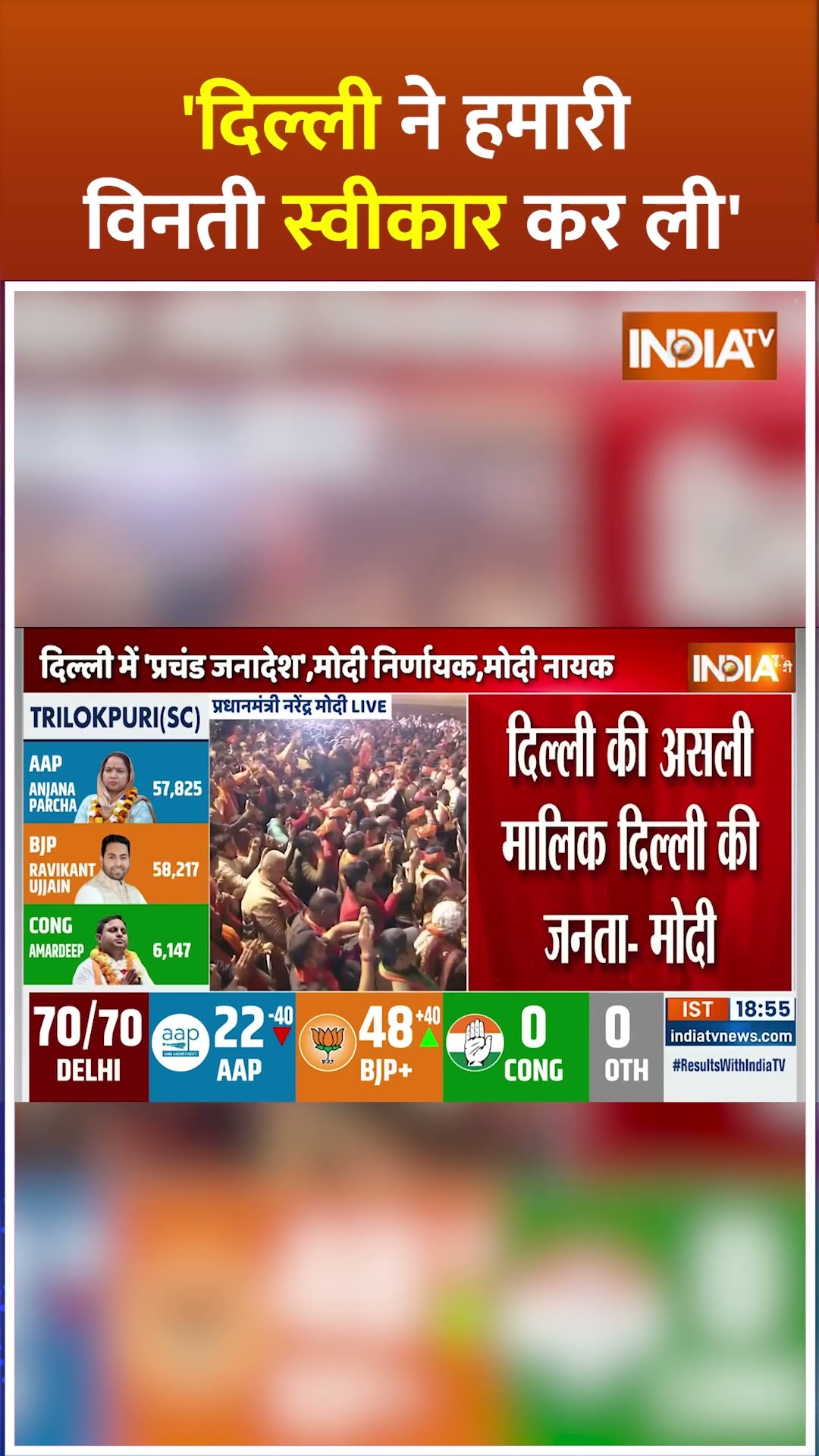'दिल्ली ने हमारी विनती स्वीकार कर ली' #DelhiAssemblyElectionResults2025  #DelhiElectionResults2025