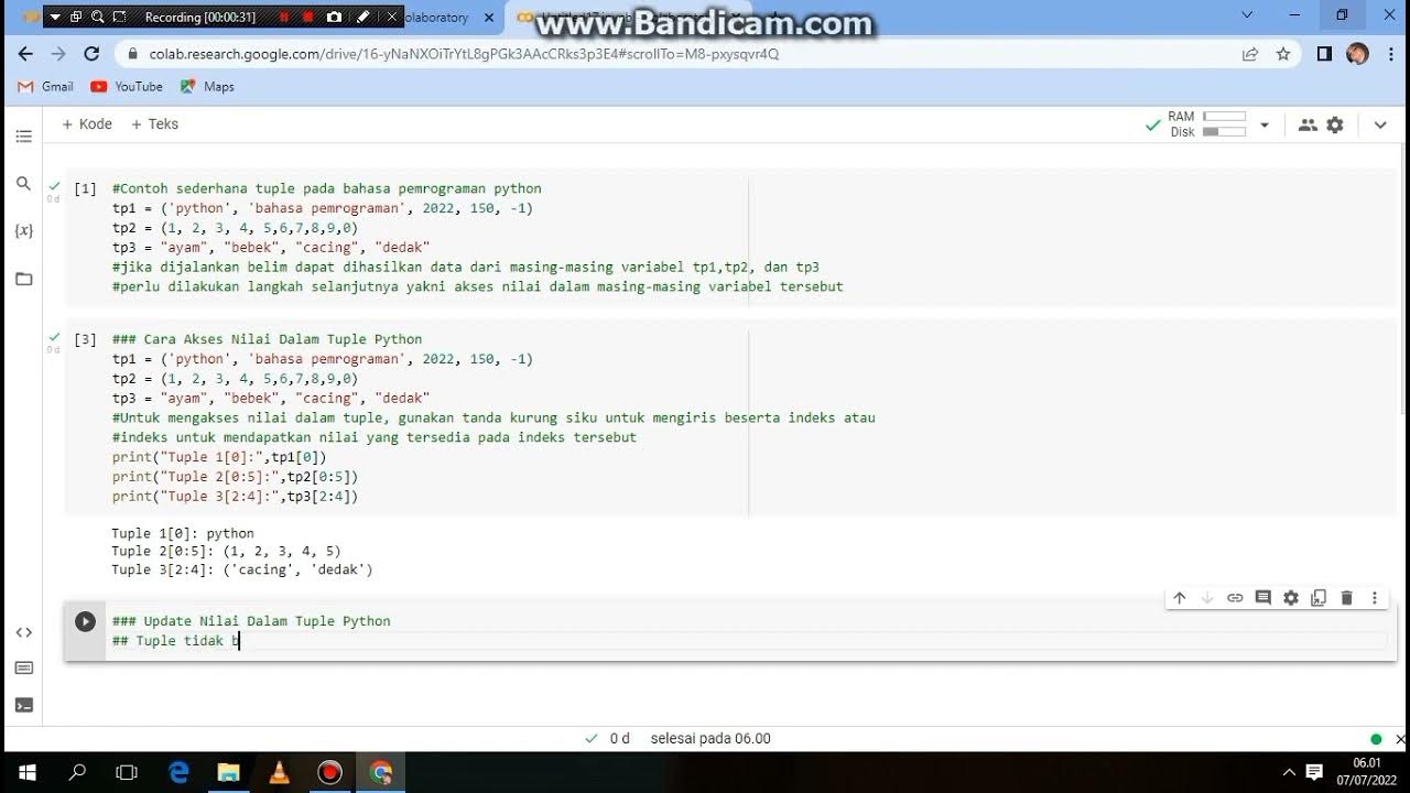 STRUKTUR DI PYTHON TIPE DATA TUPLE - YouTube