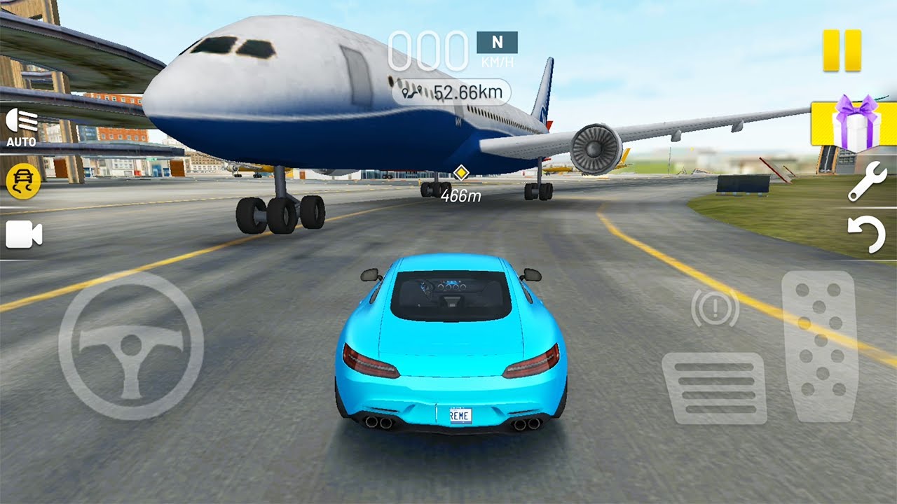 Extreme Car Driving Simulator - Blue Sport Coupe Car Unlocked - Airport Drif - Car vs Airplane Game