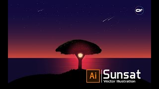 How to make Sunset Illustration । Illustration tutorial ।  Vector Art