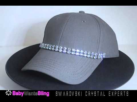 Swarovski Crystal Rhinestone Double Chain Gray Bling Ladies Fashion Cap ...