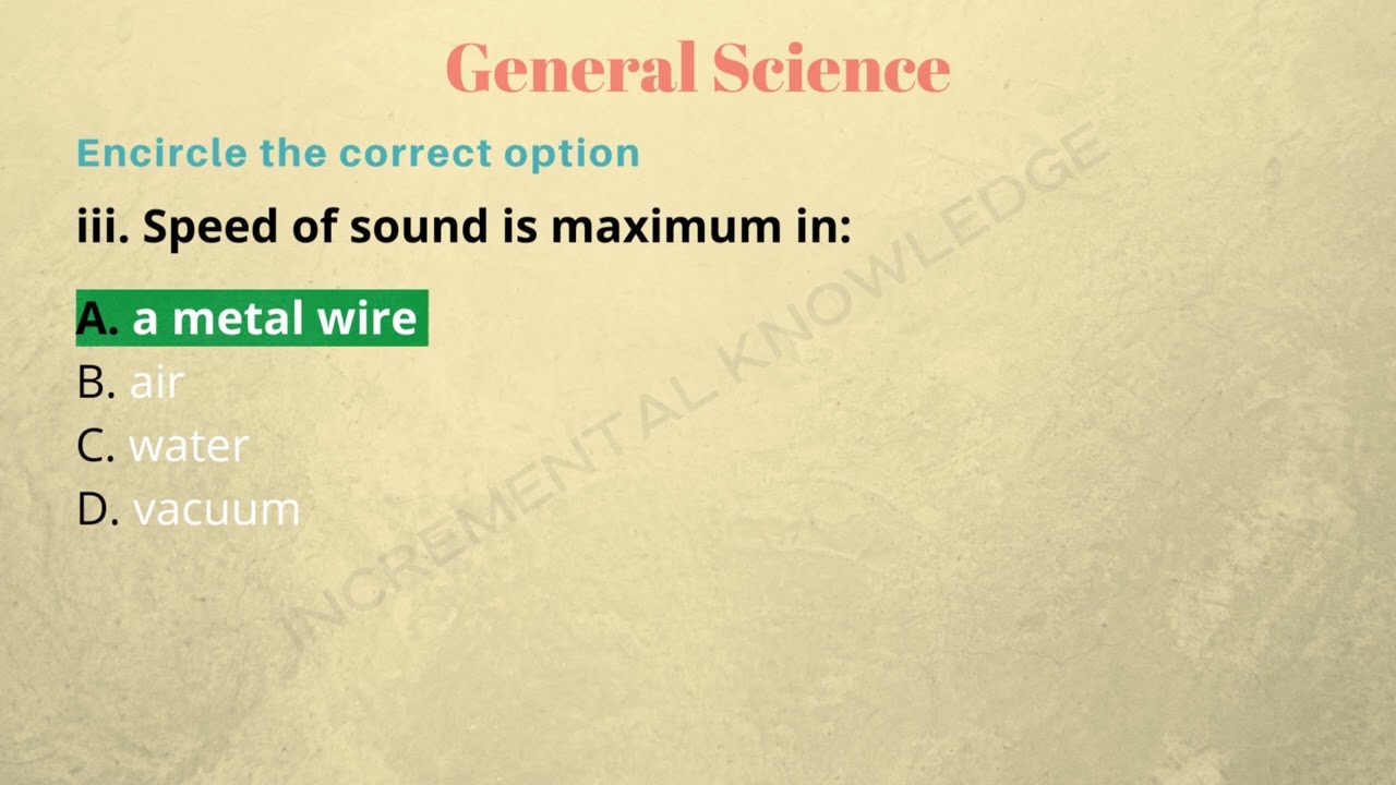 General Science 5th Class Chapter 6 Light and Sound Solved MCQs