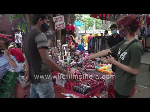 Cosmetics, clothes and shoppers fill Sarojini Nagar Market