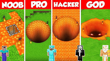 ROUND LAVA TUNNEL HOUSE BUILD CHALLENGE - Minecraft Battle: NOOB vs PRO vs HACKER vs GOD / Animation