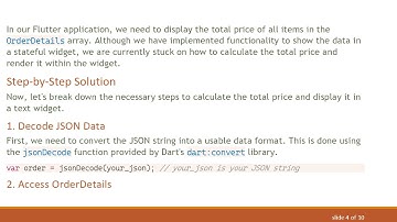 How to Calculate and Display Total Price from JSON Data in Flutter