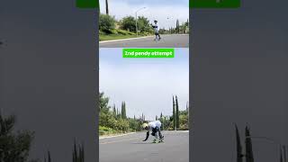 Toe side pendy attempts: 1 vs 2 #downhillskateboarding #mobilitytraining #powerslide #extremesports