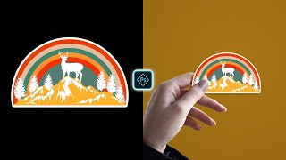 Vintage Mountain Deer Sticker Design for Redbubble in Photoshop Tutorial screenshot 2