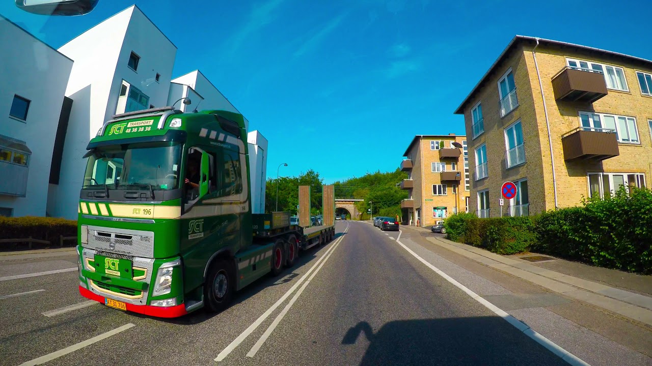 Red train bus. Klampenborg st. To Helsingør St. Kystbanen, in Denmark