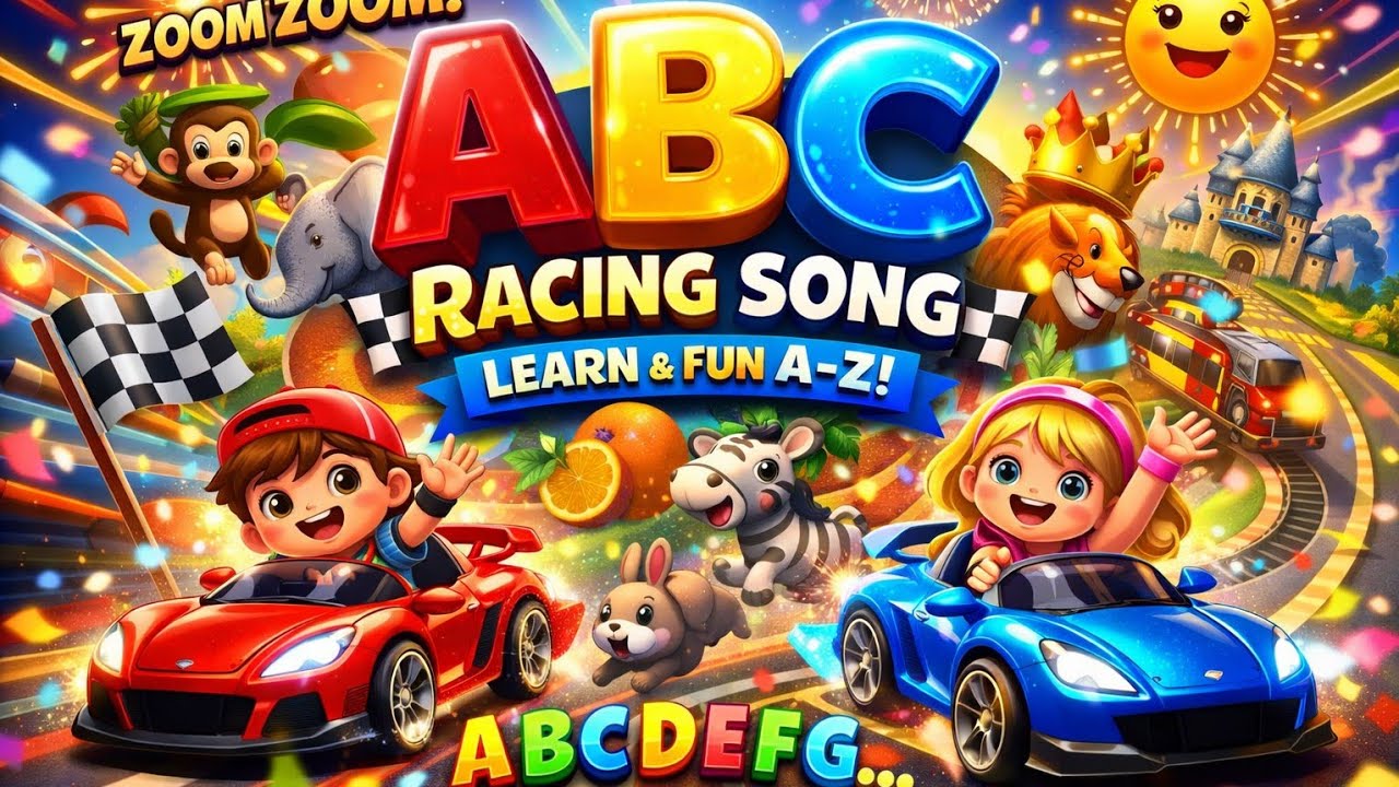 ABC Song 🔤 | 3D Racing Alphabet for Kids | Learn ABC Letters | Nursery Rhymes | Fun Learning