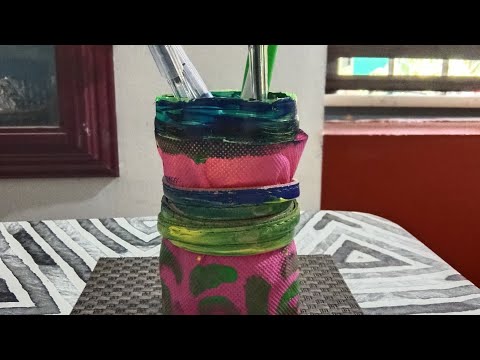Making Flower vases, Penholders using Plastic bottles.