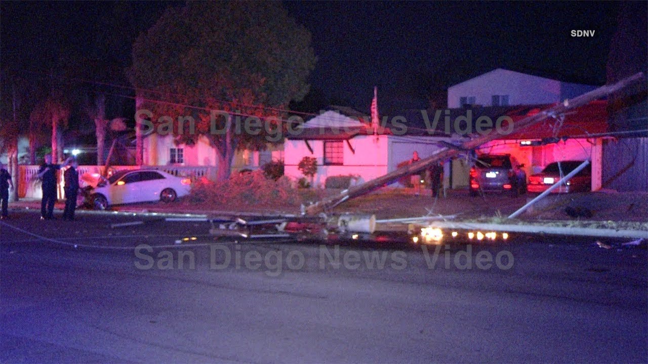 Car crashes into electrical pole causing fire and power outage, San ...