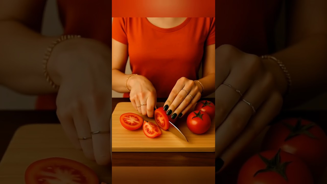 Soft slices 🔪 Sharp sounds 🎶 Pure tomato therapy🍅 