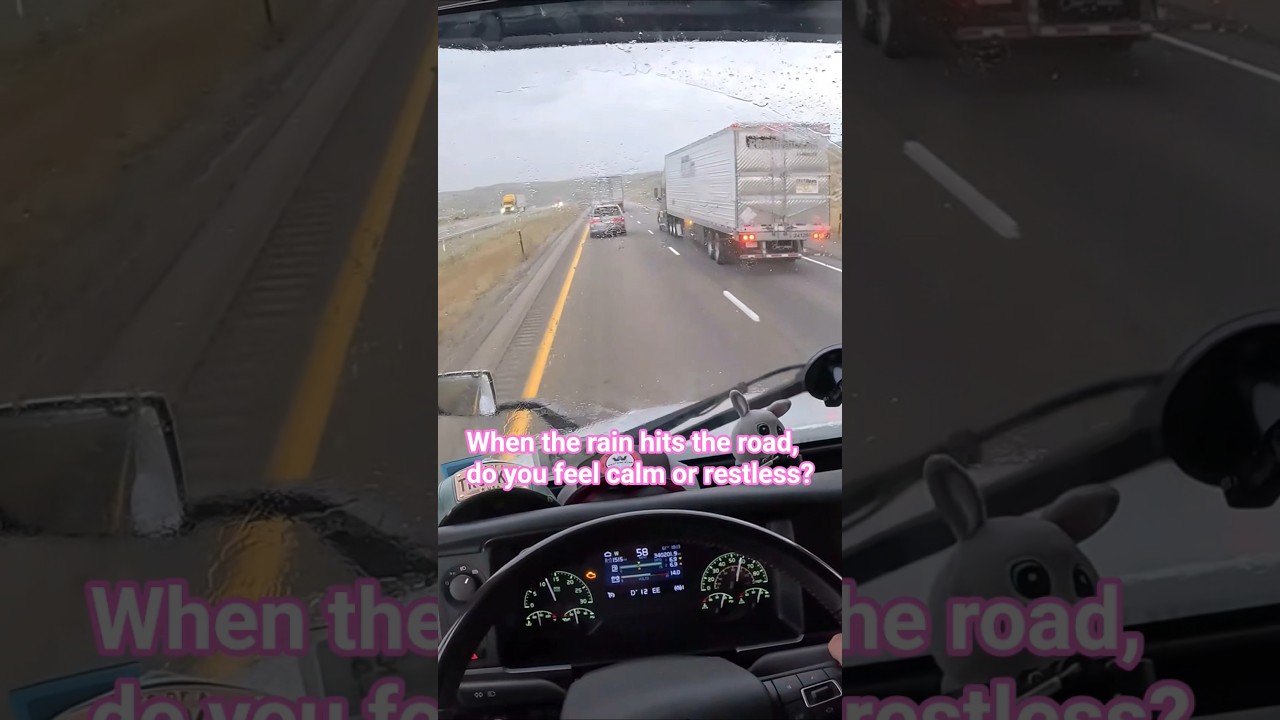 POV Truck Driving USA | Rainy Wyoming Highway Overtake | Real Relaxing Trucking 