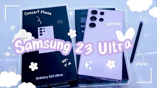 [unboxing♡] Lavender Samsung Galaxy S23 Ultra + cute phone accessories 💜| my concert-ready phone 📸✨
