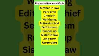 Hyphenated Compound Words | Basic English Grammar #shorts