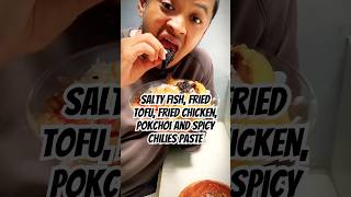 Salty Fish, Fried Tofu, Fried Chicken, Pokchoi And Spicy Chilies Paste