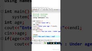 Eligible to Vote or Not? Using C++ | MH Coding #short  #coding