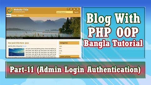 Blog With PHP OOP (Admin Login Authentication) : Part-11