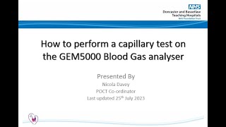 GEM5000 Capillary blood gas testing