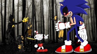 Sonic.Exe vs Bendy, Cuphead, Allison Angel, Toms , Ink demon . Drawing cartoon 2 Animation.