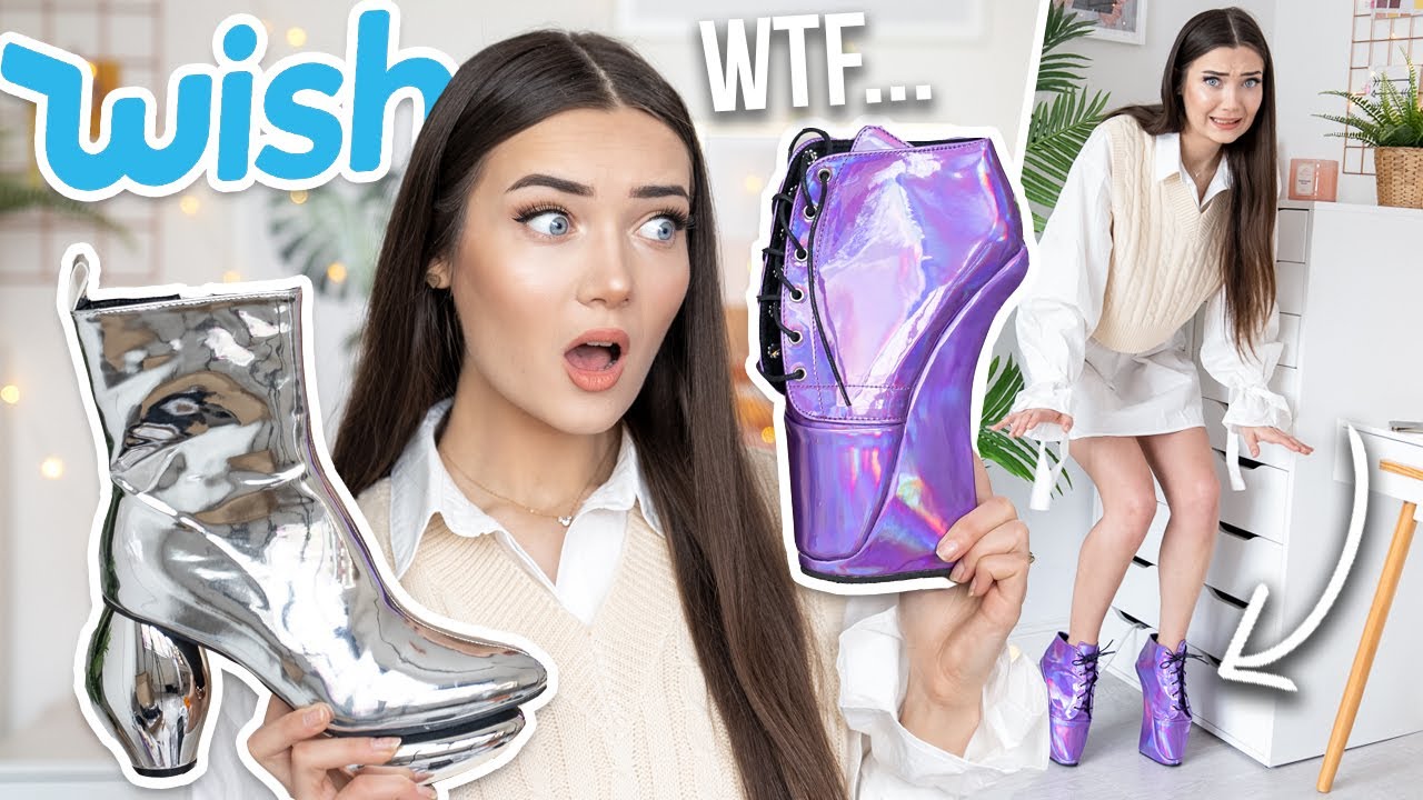 TRYING VERY WEIRD SHOES FROM WISH... WTF ARE THOSE!? - YouTube