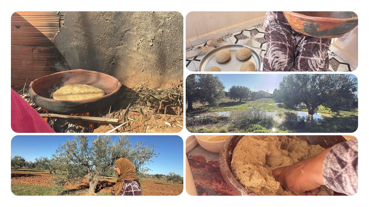 خبز شعير عالحطب بنة😋 روتيني أنا و أمي 😍