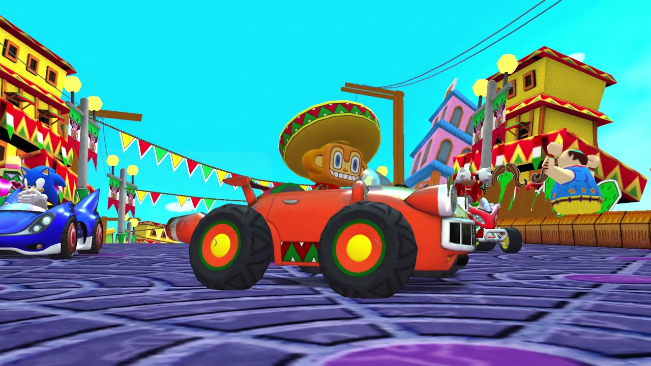 Sonic & Sega all Star Racing split screen classic fun