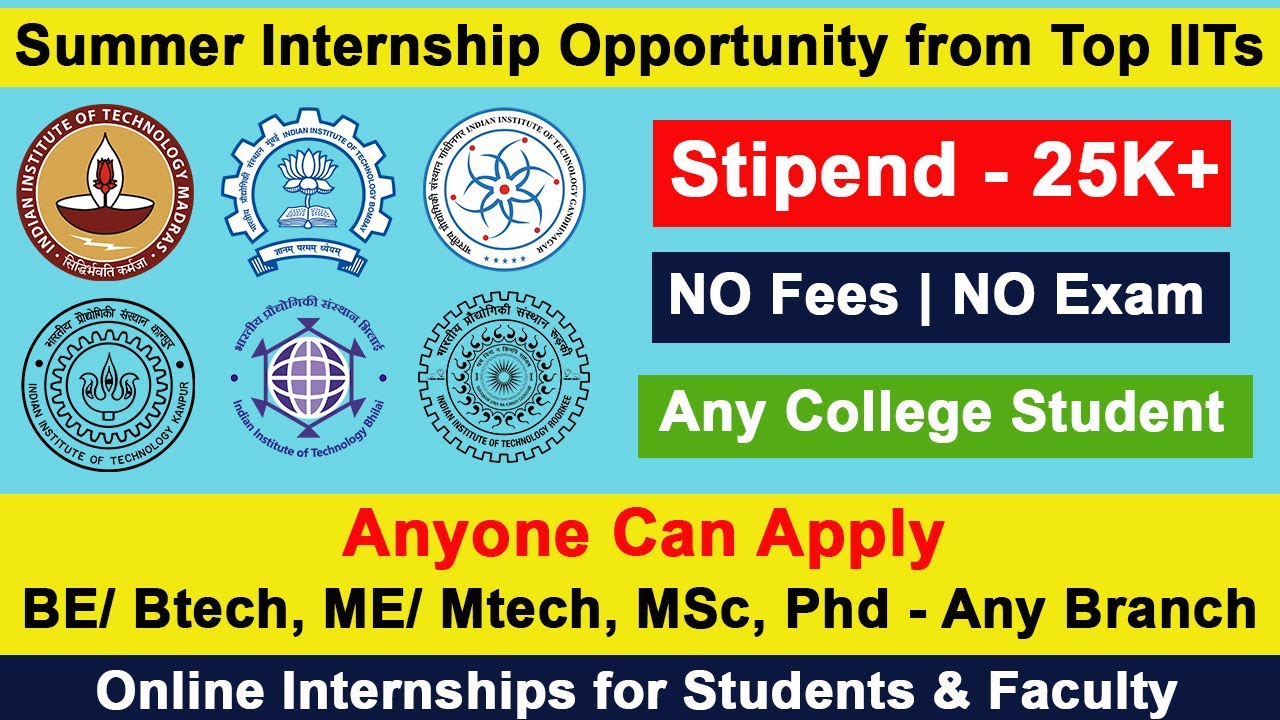 Summer Internship Opportunities from Top IITs Internship from IITs
