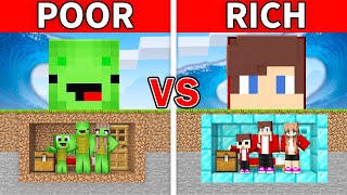 Mikey Family POOR & JJ Family RICH Bunkers vs TSUNAMI in Minecraft (Maizen)