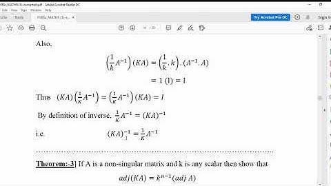 F.Y.B.Sc Theorems on inverse of matrix video no. 2