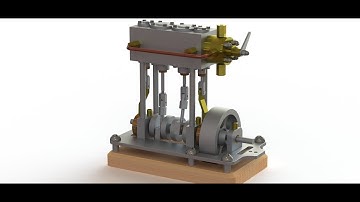 2 CYLINDER VERTICAL MARINE TYPE STEAM #solidworks   #solidworks   #solidworksmotionstudy