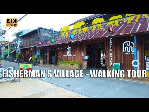 4K Koh Samui Fisherman's village - Virtual Walking tour | Streets of Thailand 2021