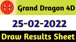 25-02-2022 Grand Dragon Today 4D Results | 4d Malaysia Result Live Today | Today 4d Result Live