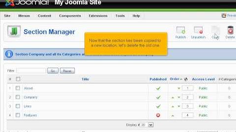 How to use the Section Manager in Joomla - Joomla Tutorials