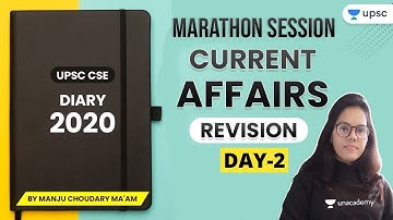 UPSC CSE | Diary 2020 Complete Current Affairs Revision (Day - 2) by Manju Ma