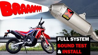 CRF 300 Rally/L Akrapovič Full Exhaust Sound Test vs Stock & Install (Cold Start+Flyby)