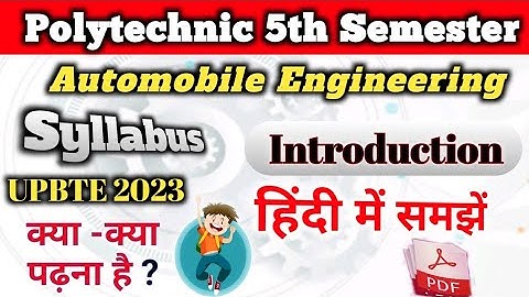 Introduction To Automobile Engineering Syllabus / Machanical 5th semester Syllabus Automobile Engg