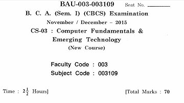 Bca 1st semester computer fundamental question paper Examination 2015 ।।