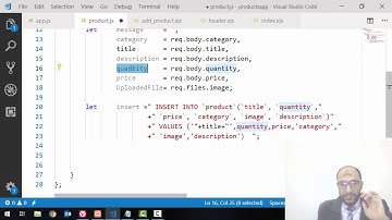 12 Project1 Products Nodejs  write SQL insert with variables values sent from post