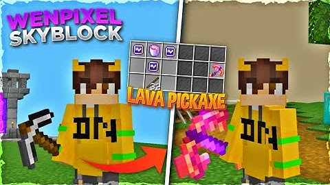 Ep. 2 Making Lava Pickaxe & Emrald minion || wenpixel skyblock || skyblock for mobile player