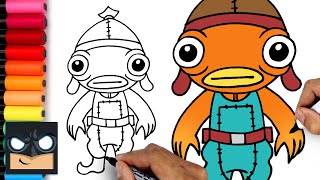 how to draw fishstick drawing and coloring fortnite