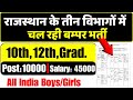राजस्थान के तीन बड़े विभगों में भर्ती | 10000 पदों पर | 10th pass recruitment 2025 | Rajasthan bharti
