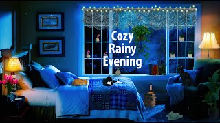 Cozy Rainy Evening  ASMR Ambience (rain, pages turning, soft wind, room sounds) 