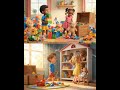 Social story--children cleaning room after playing. #shorts