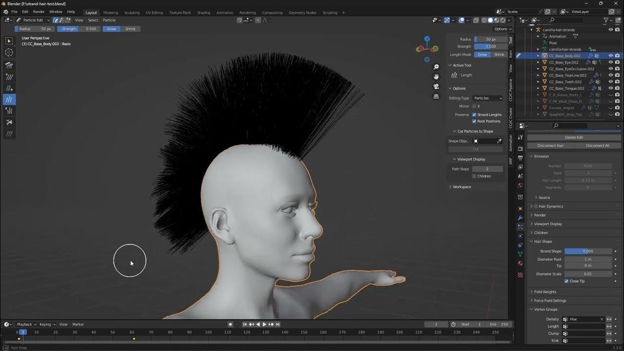 WIP CC4 Blender 3.3 Unity Strand Hair Test YouTube