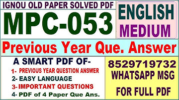 MPC 053 Previous Year Question Paper Solved in English || mpc 053 important questions with answers