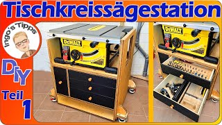 Tischkreissäge Unterschrank Multifunktionstisch Die Basis Teil 1 für Dewalt DWE 7492 | IngosTipps